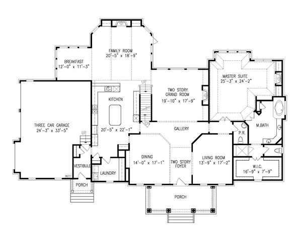 Architectural House Design - Farmhouse Floor Plan - Main Floor Plan #54-380