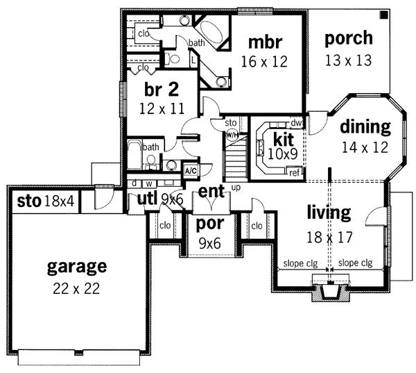 House Plan Design - European Floor Plan - Main Floor Plan #45-196