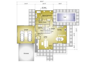 Floor Plan - Main Floor for Modern House Plan #910-1 - 3 bed, 2.5 bath