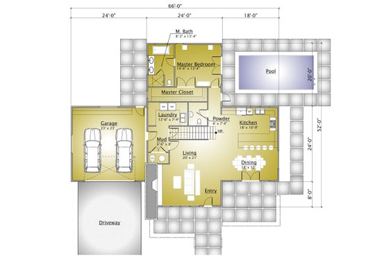Floor Plan - Main Floor for Modern House Plan #910-1 - 3 bed, 2.5 bath