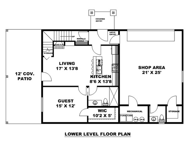 Barndominium Floor Plan - Lower Floor Plan #117-1018