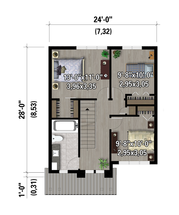House Blueprint - Farmhouse Floor Plan - Upper Floor Plan #25-5048