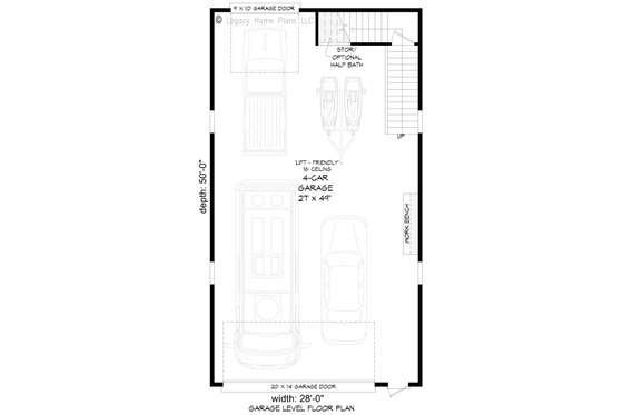 Floor Plan - Main Floor for Farmhouse House Plan #932-922 - 2 bed, 1 bath