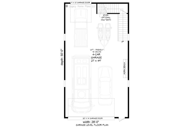 Home Plan - Floor Plan - Main Floor for Farmhouse House Plan #932-922 - 2 bed, 1 bath