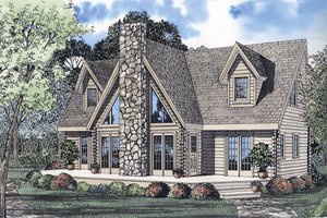 Log Exterior - Front Elevation Plan #17-464