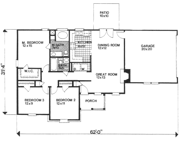 Architectural House Design - Ranch Floor Plan - Main Floor Plan #30-120