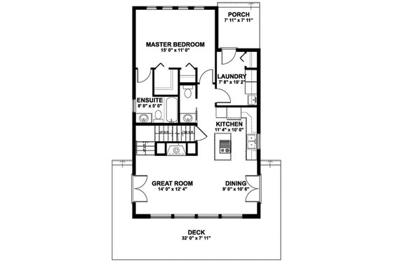 Floor Plan - Main Floor for Cabin House Plan #126-188 - 3 bed, 2 bath
