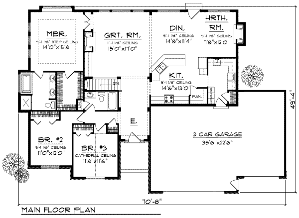 House Plan Design - Ranch Floor Plan - Main Floor Plan #70-683