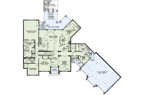 Floor Plan - Main Floor for European House Plan #17-2498 - 4 bed, 3.5 bath