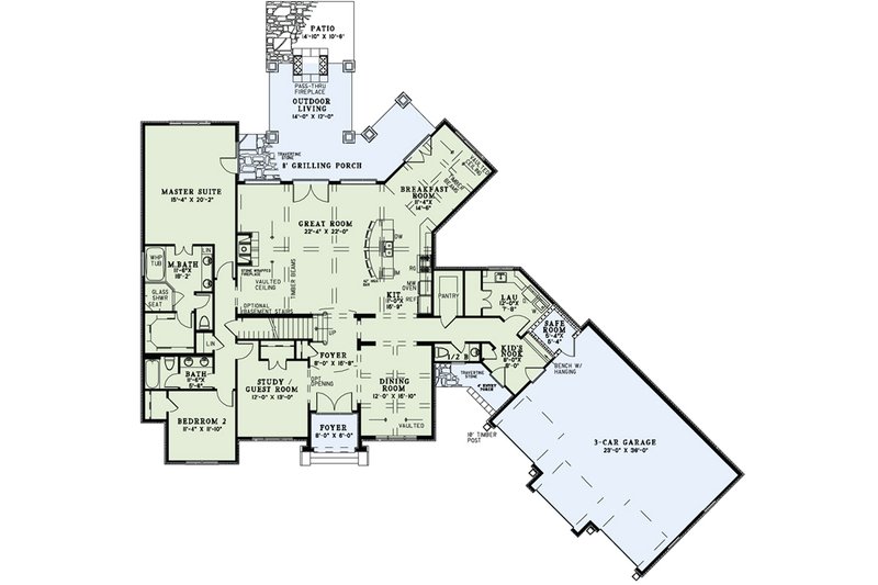 Home Plan - Floor Plan - Main Floor for European House Plan #17-2498 - 4 bed, 3.5 bath
