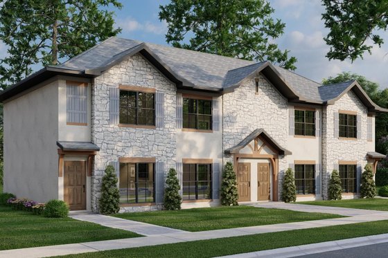 Exterior - Front Elevation 3 for European House Plan #17-3421 - 8 bed, 8 bath