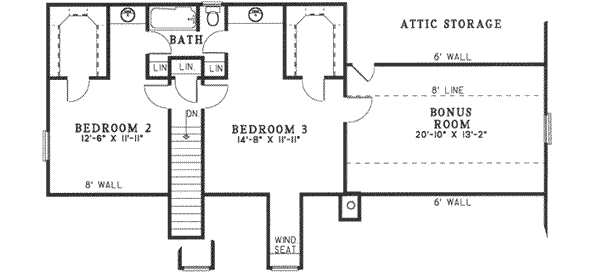 Colonial Floor Plan - Upper Floor Plan #17-599