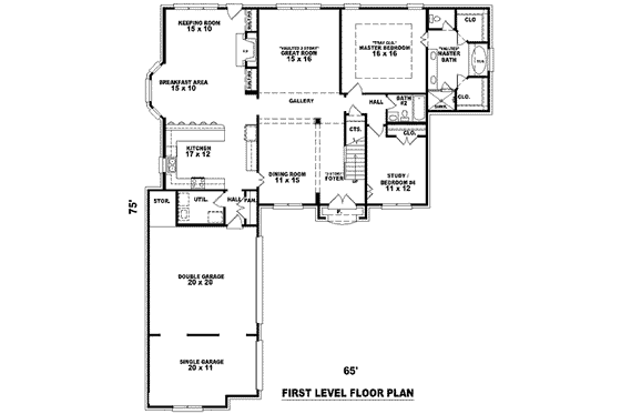 Floor Plan - Main Floor for European House Plan #81-1139 - 4 bed, 4 bath