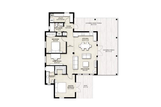 Floor Plan - Main Floor for Cabin House Plan #924-14 - 2 bed, 2 bath
