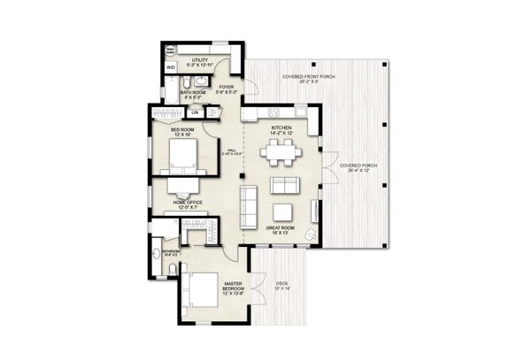 House Design - Floor Plan - Main Floor for Cabin House Plan #924-14 - 2 bed, 2 bath
