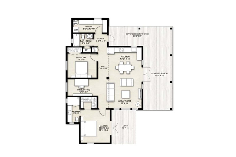 Home Plan - Floor Plan - Main Floor for Cabin House Plan #924-14 - 2 bed, 2 bath