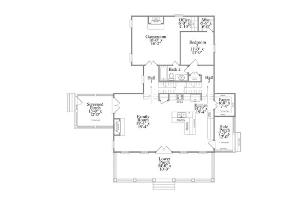 Southern Floor Plan - Main Floor Plan #69-441