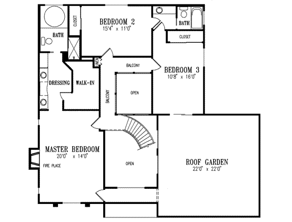 House Blueprint - Mediterranean Floor Plan - Upper Floor Plan #1-577