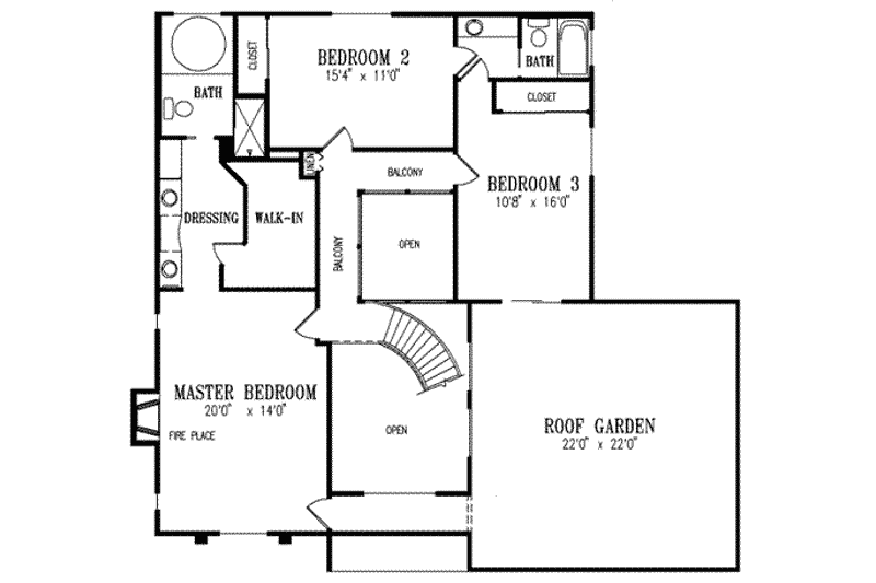 Architectural House Design - Floor Plan - Upper Floor for Mediterranean House Plan #1-577 - 3 bed, 2.5 bath