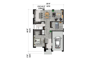 Floor Plan - Main Floor for Contemporary House Plan #25-4880 - 2 bed, 1 bath
