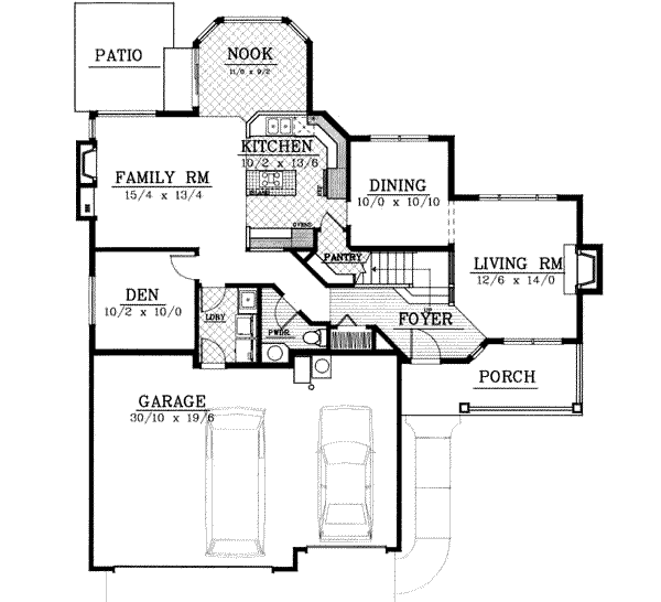 Architectural House Design - Traditional Floor Plan - Main Floor Plan #100-212
