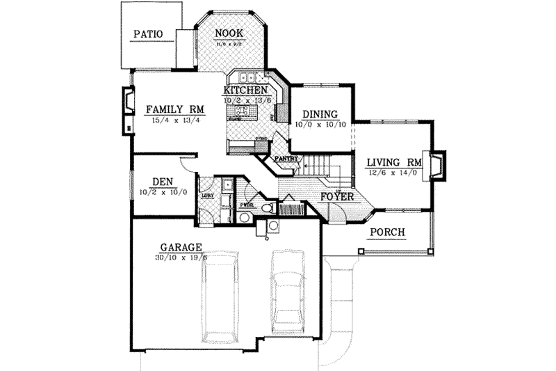 Home Plan - Floor Plan - Main Floor for Traditional House Plan #100-212 - 3 bed, 2.5 bath