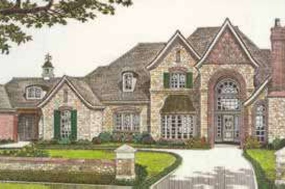 Exterior - Front Elevation for European House Plan #310-521 - 5 bed, 5.5 bath