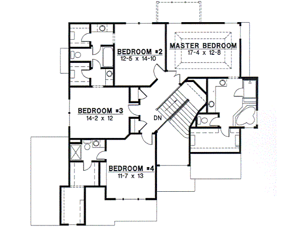Traditional Floor Plan - Upper Floor Plan #67-541