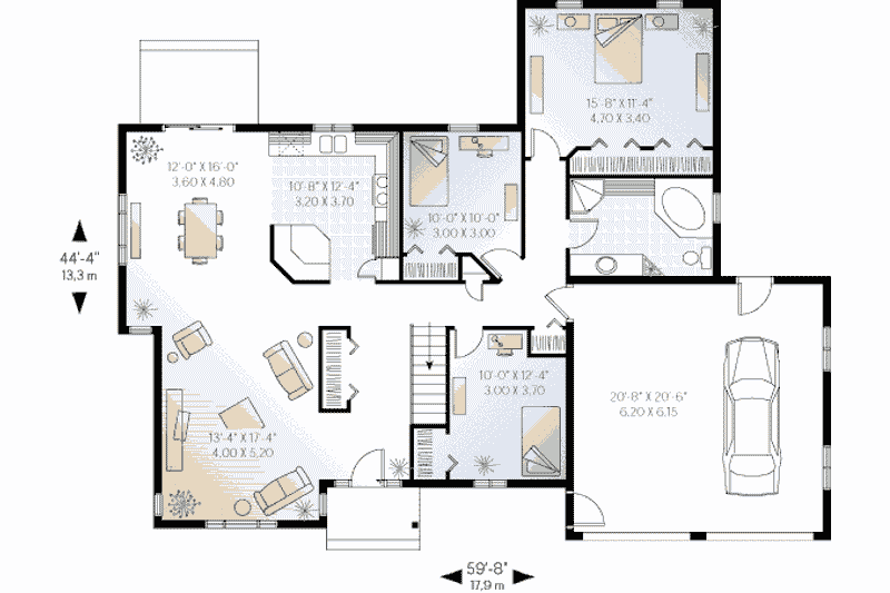 Dream House Plan - Floor Plan - Main Floor for Traditional House Plan #23-132 - 3 bed, 1 bath