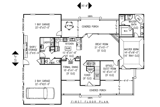 Floor Plan - Main Floor for Country House Plan #11-226 - 4 bed, 2.5 bath