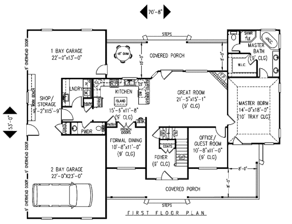 Architectural House Design - Country Floor Plan - Main Floor Plan #11-226