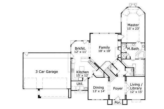 Floor Plan - Main Floor for European House Plan #411-258 - 4 bed, 3 bath