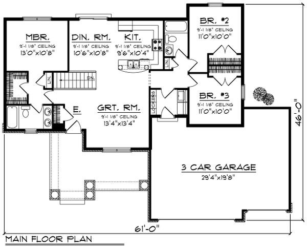 House Plan Design - Ranch Floor Plan - Main Floor Plan #70-1186