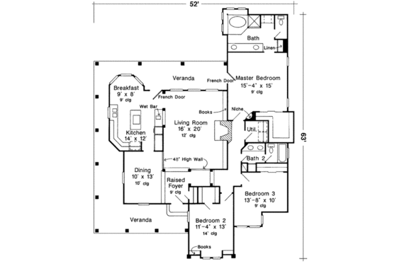 Floor Plan - Main Floor for Victorian House Plan #410-103 - 3 bed, 2 bath