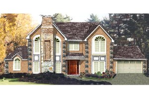 Colonial Exterior - Front Elevation Plan #3-201