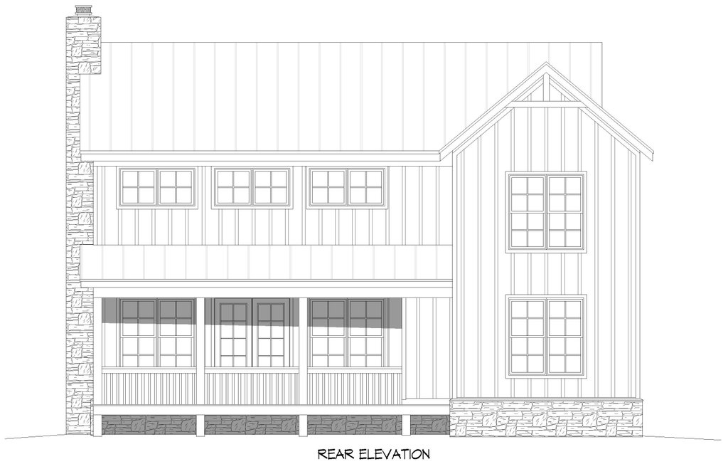Exterior - Rear Elevation 1 for Farmhouse House Plan #932-1425 - 3 bed, 2.5 bath