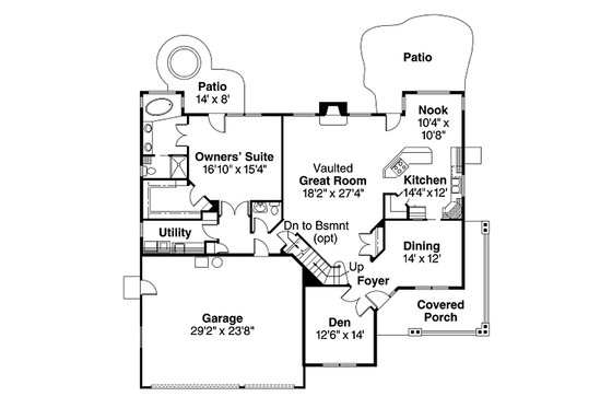 Floor Plan - Main Floor House Plan #124-342 - 3 bed, 2.5 bath