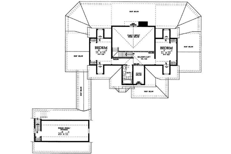 Home Plan - Floor Plan - Upper Floor for Traditional House Plan #72-154 - 3 bed, 3 bath