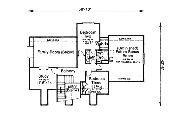 Floor Plan - Upper Floor for Country House Plan #310-894 - 3 bed, 2.5 bath