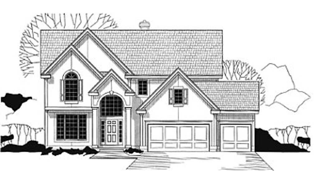Exterior - Front Elevation 2 for Traditional House Plan #67-167 - 4 bed, 4 bath