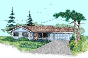 Ranch Exterior - Front Elevation Plan #60-445