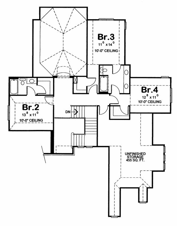 House Blueprint - European Floor Plan - Upper Floor Plan #20-2159