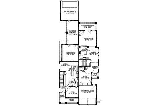 Floor Plan - Main Floor for Bungalow House Plan #141-310 - 3 bed, 2.5 bath