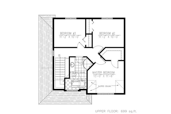 Floor Plan - Upper Floor for Farmhouse House Plan #138-346 - 3 bed, 1.5 bath