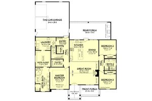 Floor Plan - Main Floor for Farmhouse House Plan #430-187 - 3 bed, 2.5 bath