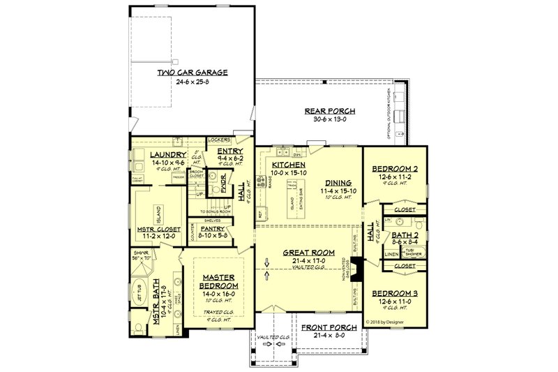 Dream House Plan - Floor Plan - Main Floor for Farmhouse House Plan #430-187 - 3 bed, 2.5 bath