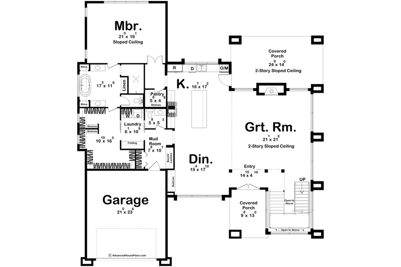 House Blueprint - Floor Plan - Main Floor for Modern House Plan #455-356 - 3 bed, 2.5 bath