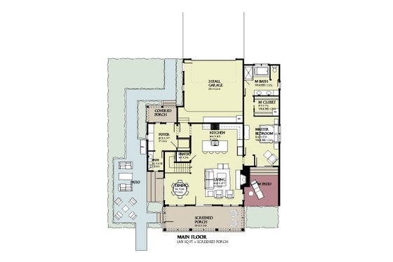Floor Plan - Main Floor for Beach House Plan #901-124 - 4 bed, 3.5 bath