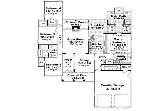 Floor Plan - Main Floor for Traditional House Plan #21-316 - 4 bed, 2 bath