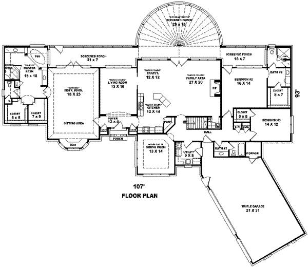 Southern Floor Plan - Main Floor Plan #81-1352